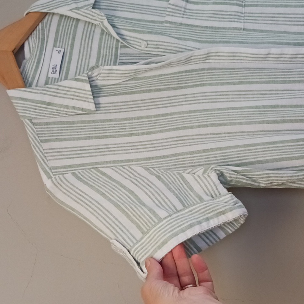 Croft & Barrow Short Sleeve Striped Button Down Linen Blend Top Size S - Picture 3 of 15